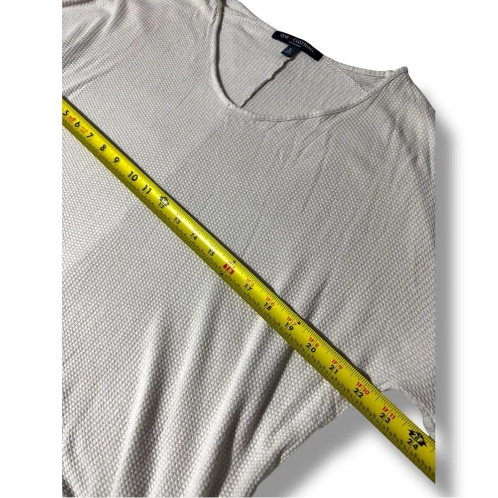 One Clothing Cream Thermal Knit Relaxed Fit Scoop Neck Comfy Long Sleeve Top